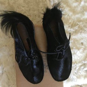 Brother Vellies Black Fur Lace-Up Shoes
